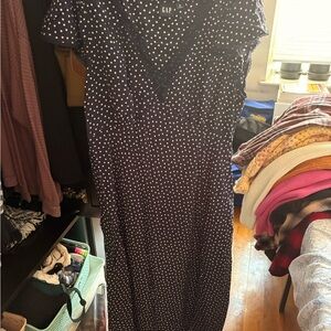 GAP Dark Blue Polka Dot Maxi Dress
